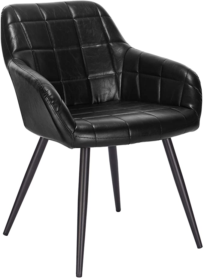Black faux leather dining chairs