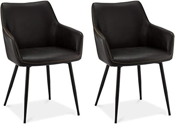 black faux dining chairs