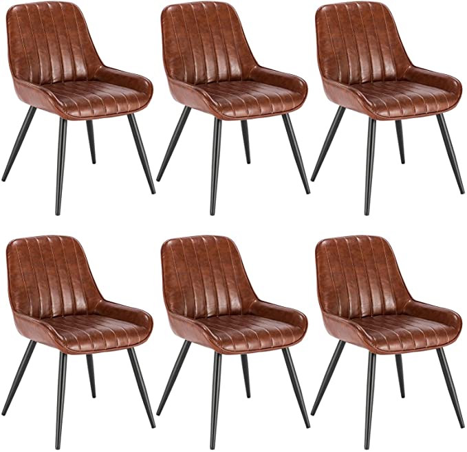 Brown faux leather dining chair