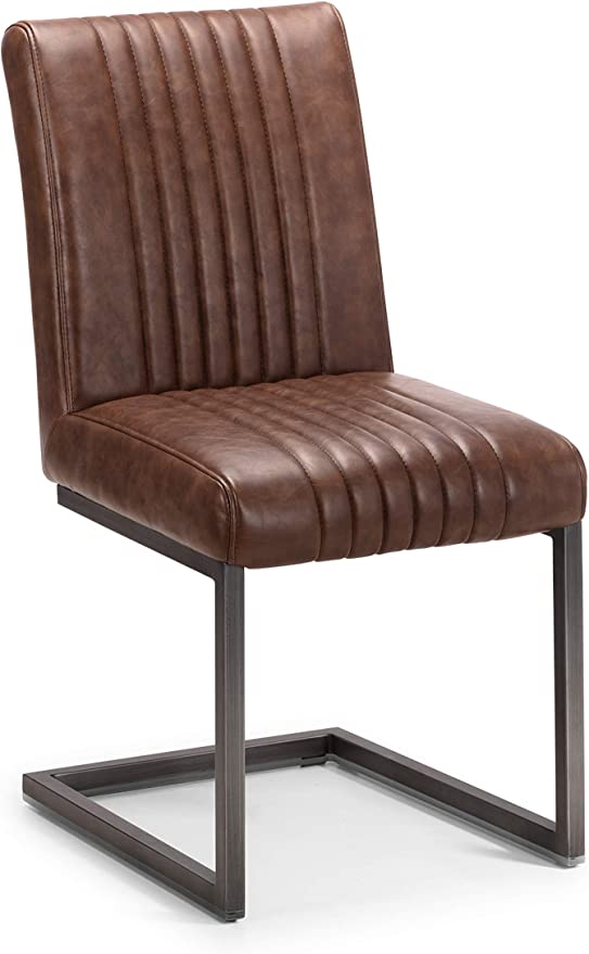 brown faux leather dining chair