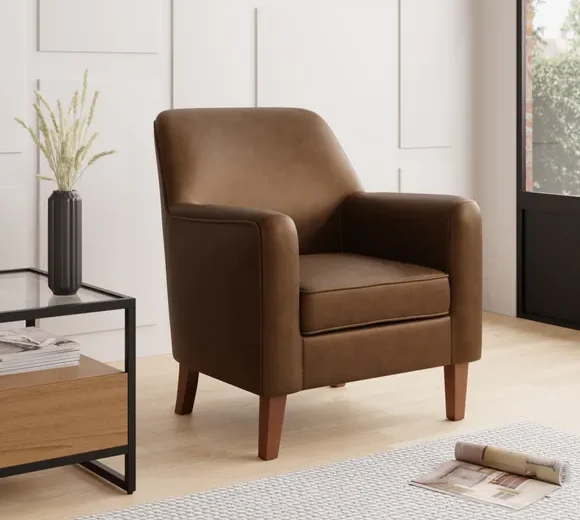 Brown faux leather chair