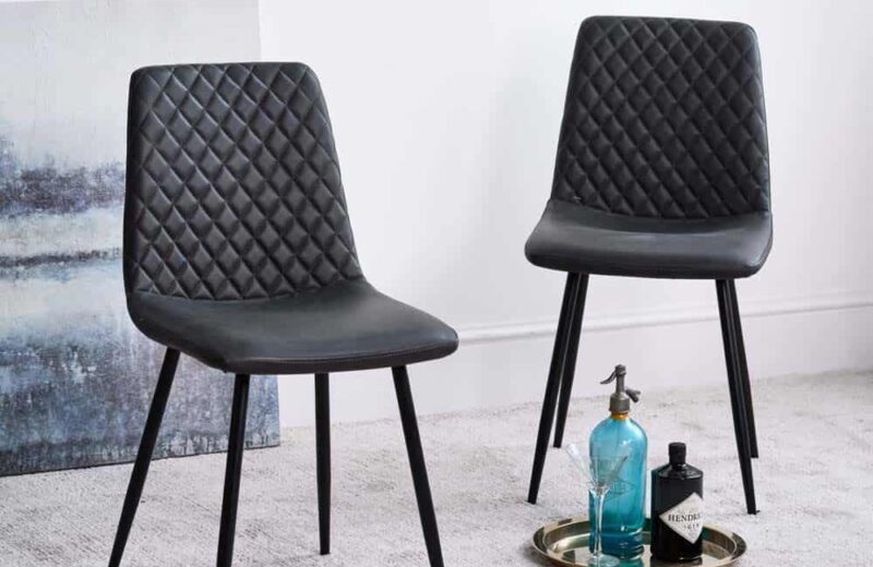 Black Faux leather dining Chairs 