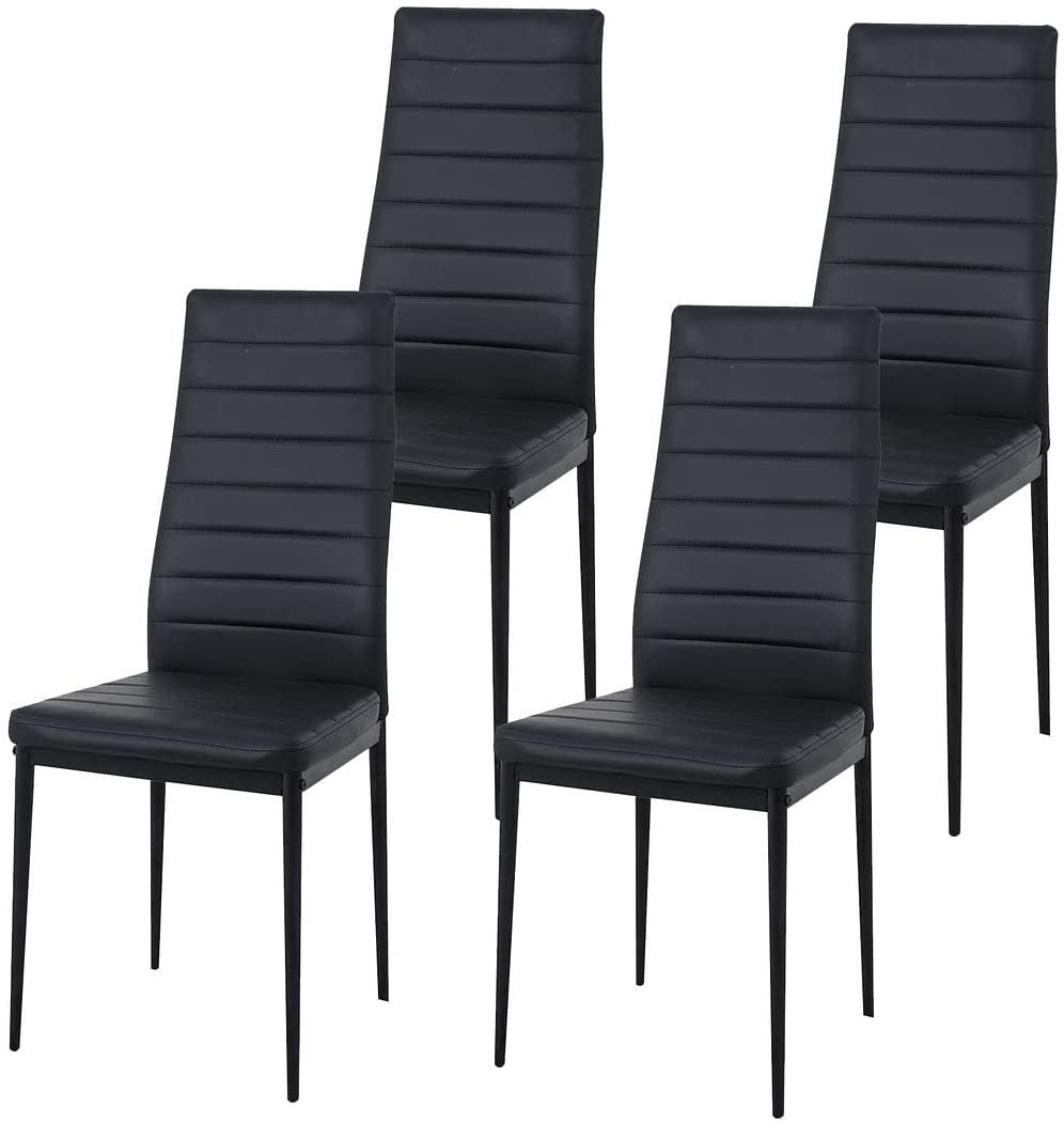 Black faux leather kitchen chairs