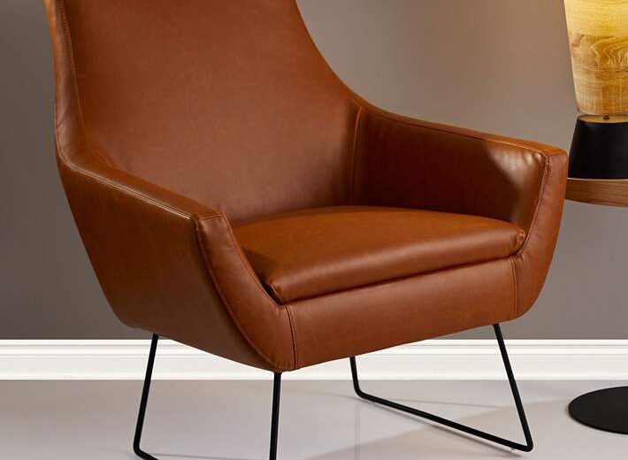 Faux leather arm chair