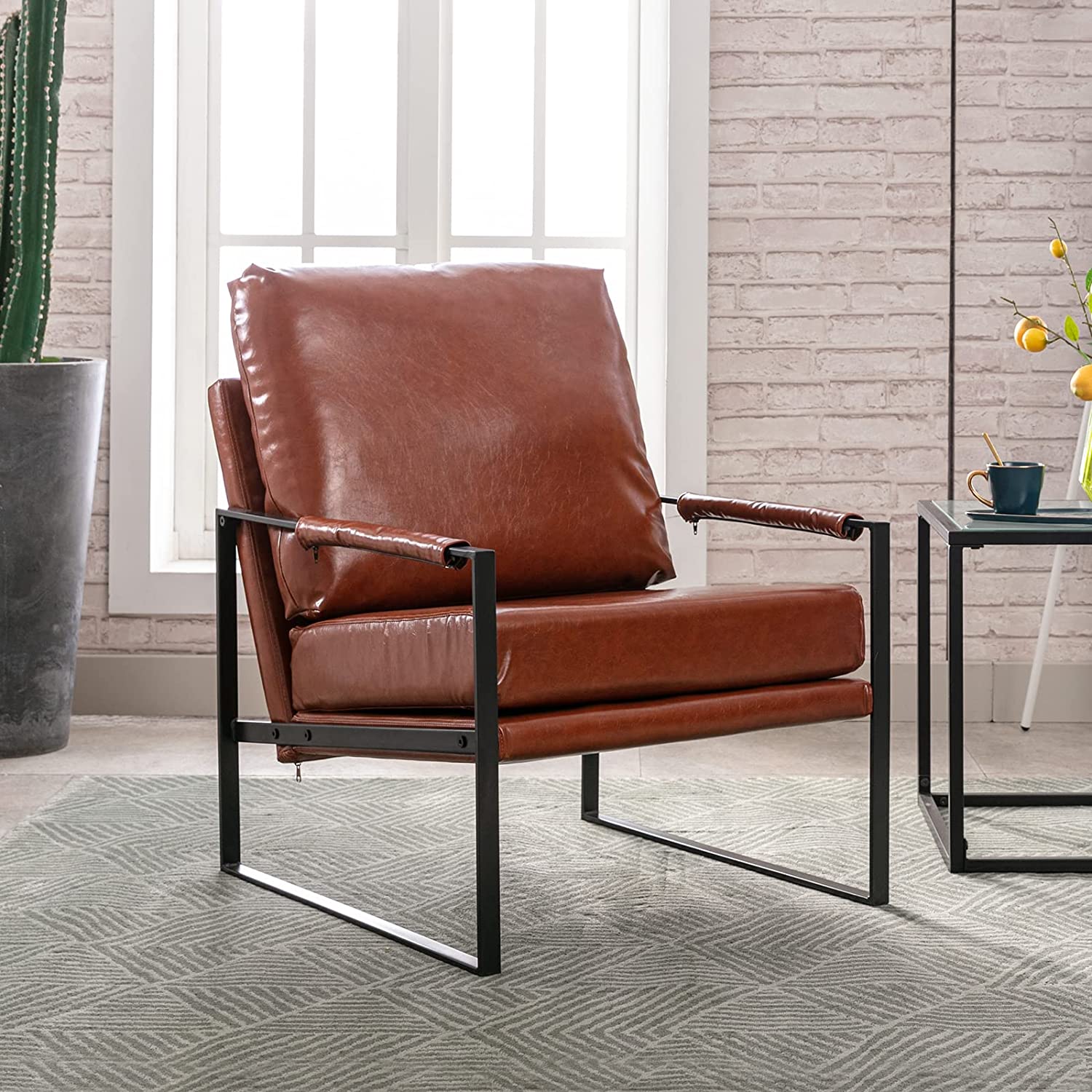 Faux leather accent chairs